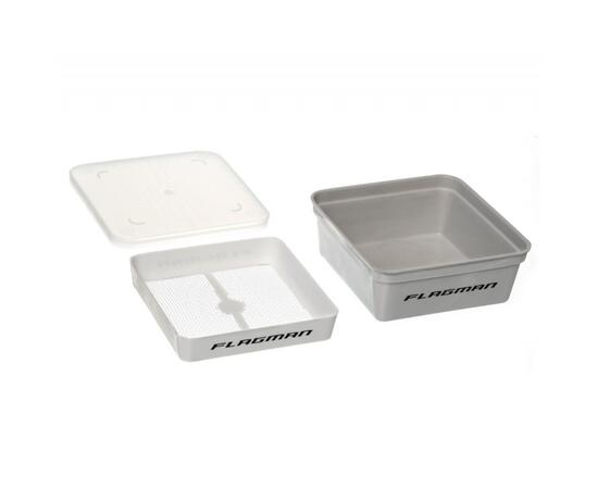 Коробка для наживки+сито+кришка (135x135x55 мм) GREY BOX+COVER+RIDDLE, фото , изображение 3
