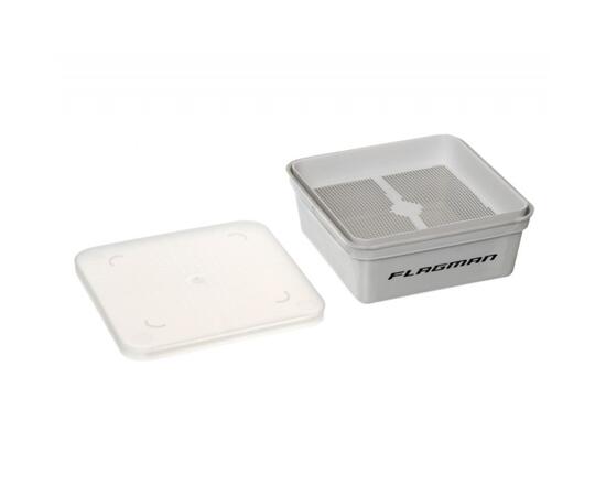 Коробка для наживки+сито+кришка (135x135x55 мм) GREY BOX+COVER+RIDDLE, фото , изображение 2