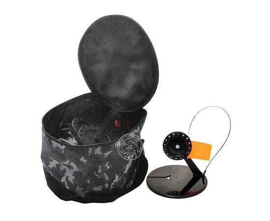 Набор жерлиц ТРИ КИТА оснащенная в сумке с угл. стойкой с кат. цв.черный  d.85 (10шт), фото 