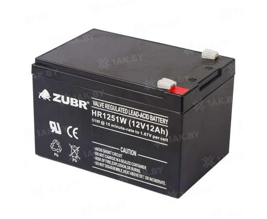 Аккумулятор ZUBR HR 1251 W (12V, 12Ah), фото , изображение 5