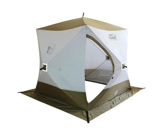 Палатка зимняя куб СЛЕДОПЫТ Premium 1.8x1.8 м, 3-х местная, 3 слоя, цв. белый/олива