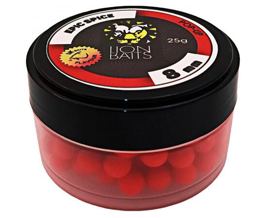 Lion Baits Бойл (pop-up) Epic Spice 8 мм - 25 г, Вкус для группировки: EPIC SPICE, Вид рыбы: карп и амур, Диаметр (мм): 8, фото 
