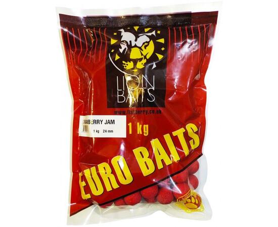 Lion Baits Бойлы тонущие серии EURO BAITS 24 мм клубничный джем (Strawberry Jam) - 1 кг, Вкус для группировки: STRAWBERRY JAM, фото 