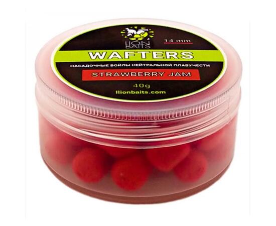 Lion Baits Wafters насадочный Бойл нейтральной плавучести Strawberry Jam (клубничный джем) 14мм 40гр, Вкус для группировки: клубничный джем, фото 
