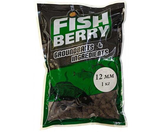FishBerry Пеллетс карповый (лосось, цв. -темный) 12мм - 1 кг, Вкус: лосось, Вид рыбы: Карп, Диаметр (мм): 12, фото 