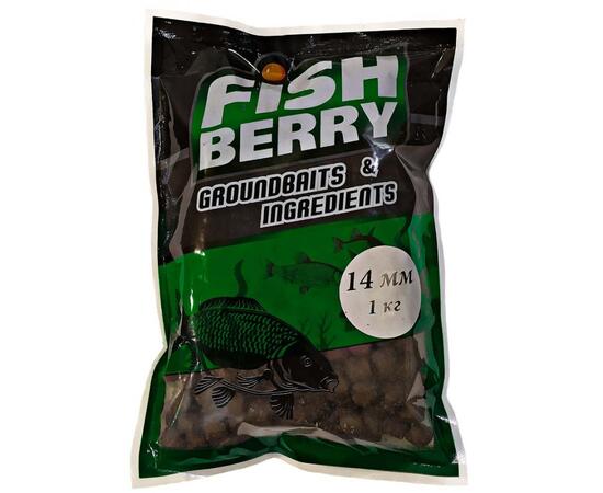 FishBerry Пеллетс карповый (лосось, цв. -темный) 14мм - 1 кг, Вкус: лосось, Вид рыбы: Карп, Диаметр (мм): 14, фото 