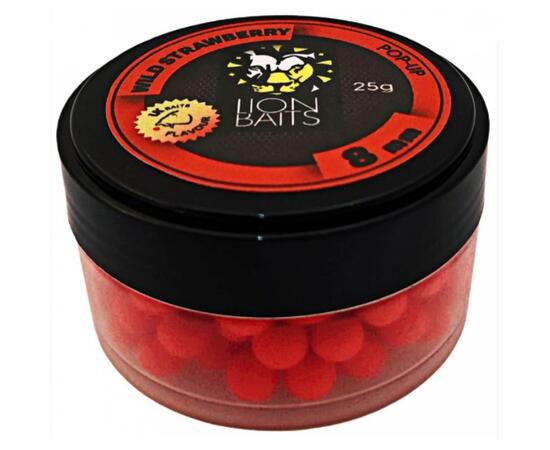 Lion Baits Бойл (pop-up) Wild Strawberry 8 мм - 25 г, Вкус для группировки: WILD STRAWBERRY, Вид рыбы: карп и амур, Диаметр (мм): 8, фото 