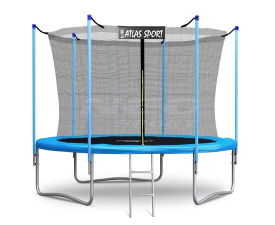 Батут Atlas Sport 252 см (8ft) с внутренней сеткой и лестницей BLUE, фото 