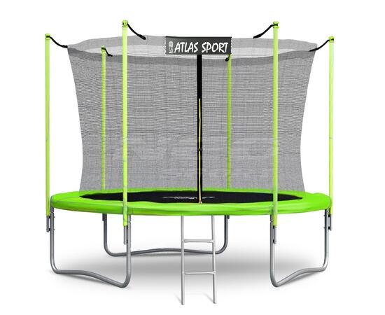 Батут Atlas Sport 312 см (10ft) с внутренней сеткой и лестницей GREEN, Цвет: зеленый, Диаметр батута: 312 см (10 ft), фото 