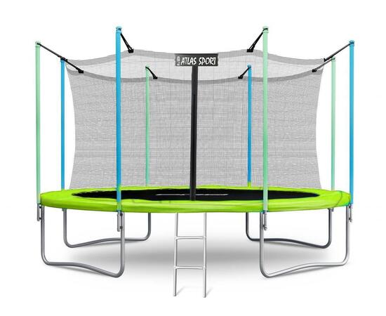 Батут Atlas Sport 435 см (14ft) с внутренней сеткой и лестницей GREEN, Цвет: зеленый, Диаметр батута: 435 см (14ft), фото 