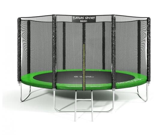 Батут Atlas Sport 435 см (14ft) BASIC с лестницей GREEN, Цвет: зеленый, Диаметр батута: 435 см (14ft), фото 