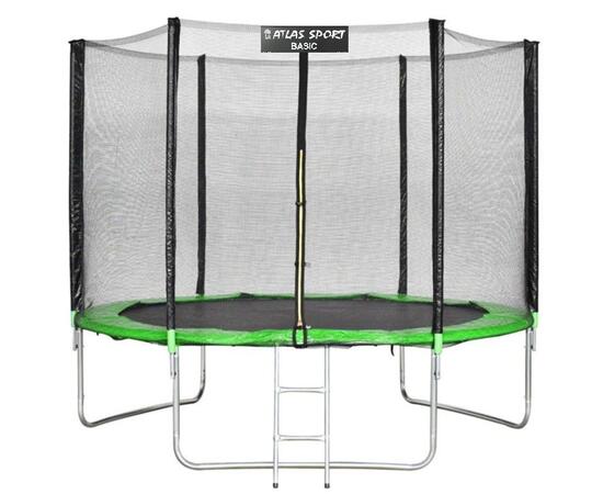 Батут Atlas Sport 252 см (8ft) BASIC с лестницей GREEN, Цвет: зеленый, Диаметр батута: 252 см (8 ft), фото 