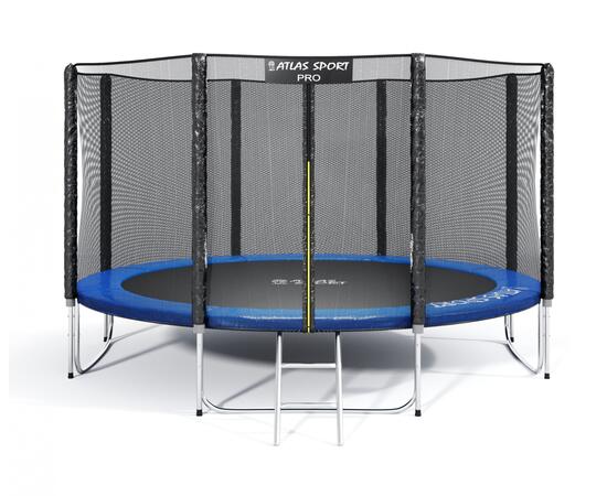 Батут Atlas Sport 374 см (12ft) PRO (усиленные опоры) BLUE, Цвет: синий, Диаметр батута: 374 см (12 ft), фото 