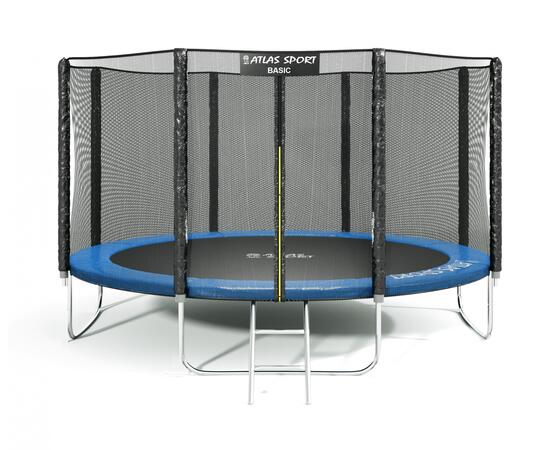 Батут Atlas Sport 435 см (14ft) BASIC с лестницей BLUE, Цвет: синий, Диаметр батута: 435 см (14ft), фото 