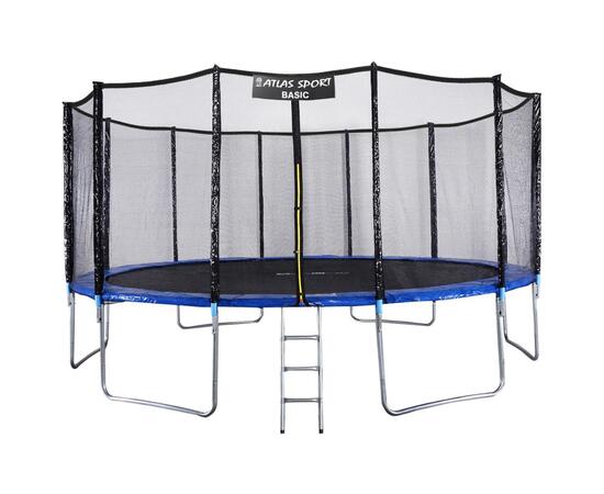 Батут Atlas Sport 490 см (16ft) BASIC с лестницей BLUE, Цвет: синий, Диаметр батута: 490 см (16 ft), фото 