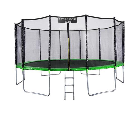Батут Atlas Sport 490 см (16ft) BASIC с лестницей GREEN, Цвет: зеленый, Диаметр батута: 490 см (16 ft), фото 