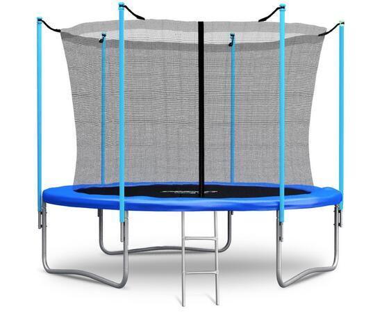 Батут FunFit 252 см (8ft) с внутренней сеткой и лестницей BLUE, фото 