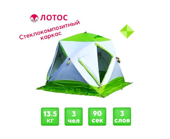 Утепленная зимняя палатка Лотос Куб 3 Классик Термо (Салатовый), фото 