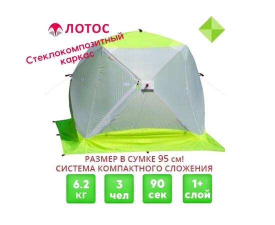 Зимняя палатка Лотос Куб 3 Компакт ЭКО (Салатовый), фото 