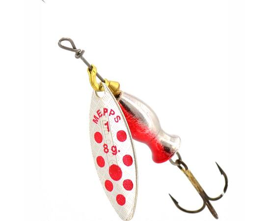 Блесна Mepps Aglia Long Heavy 1 AG PTS Rouge серебро/красн.точки 8g    (C55), Цвет: Silver/Красные точки, Вес блесны (г): 8, фото 