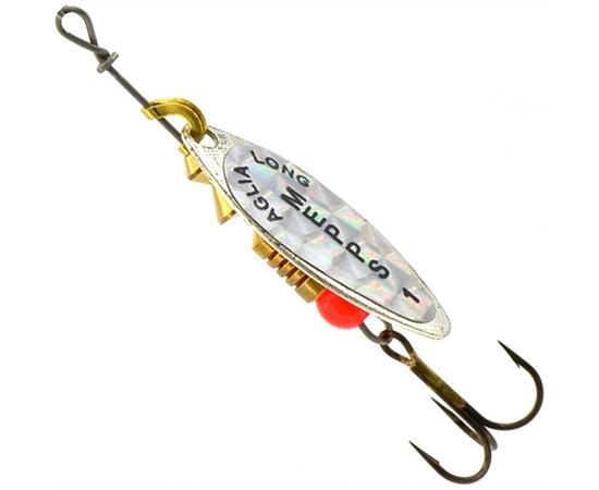 Блесна Mepps Aglia Long Rainbow 1 AG серебро/бел.наклейка 4,5g    (C62), Цвет: Silver, Вес блесны (г): 4,5, фото 