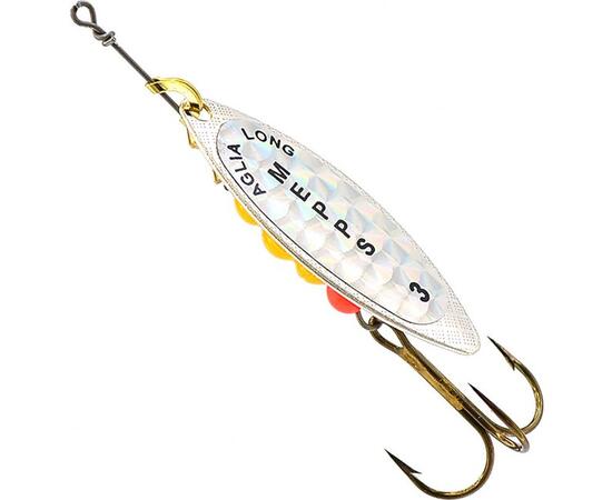 Блесна Mepps Aglia Long Rainbow 3 AG серебро/бел.наклейка 11,5g    (E43), Цвет: Silver, Вес блесны (г): 11.5, фото 