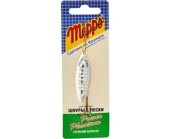 Блесна Mepps Aglia Long Rainbow 3 AG серебро/бел.наклейка 11,5g    (E43), Цвет: Silver, Вес блесны (г): 11.5, фото , изображение 3