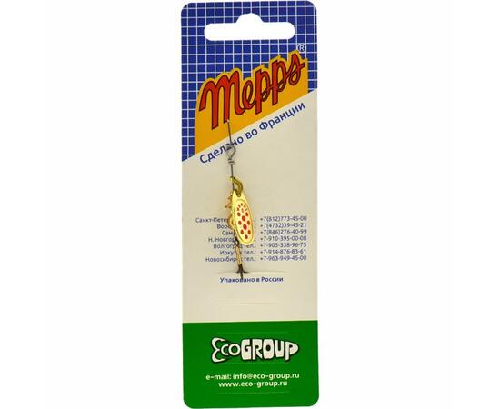 Блесна Mepps Comet 0 OR/ PTS Rouges золото/красн.точ 2g    (B29), фото , изображение 4