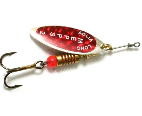 Блесна Mepps Aglia Long Redbo 2 AG серебро/красн.наклейка 7g    (D49), Цвет: Red/Silver (Красная/Серебро), Вес блесны (г): 7, фото , изображение 2