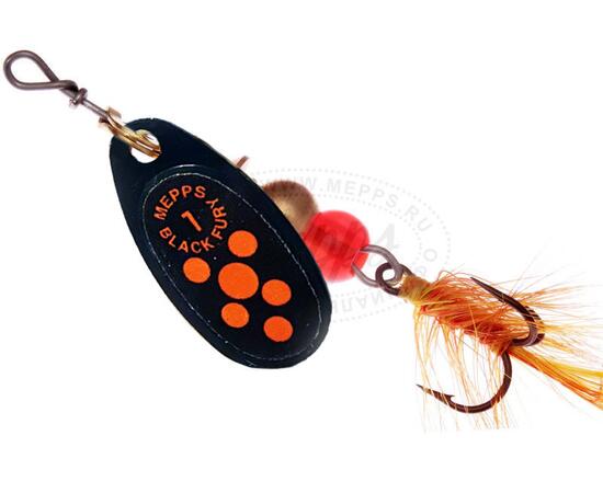 Блесна Mepps Black Fury MOUCH 1 Orange N черный 3,5g    (C38), Цвет: Черная/Красная, Вес блесны (г): 3,5, фото 
