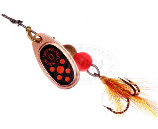 Блесна вращающаяся MEPPS COMET BLACK FURY MOUCH Orange Copper 0 (2 г), Цвет: Медь/Красная, Вес блесны (г): 2, фото 
