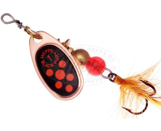 Блесна вращающаяся MEPPS COMET BLACK FURY MOUCH Orange Copper 1 (3,5 г), Цвет: Медь/Красная, Вес блесны (г): 3,5, фото 