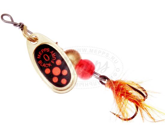 Блесна вращающаяся MEPPS COMET BLACK FURY MOUCH Orange Gold 0 (2 г), Цвет: Золото/Красная, Вес блесны (г): 2, фото 