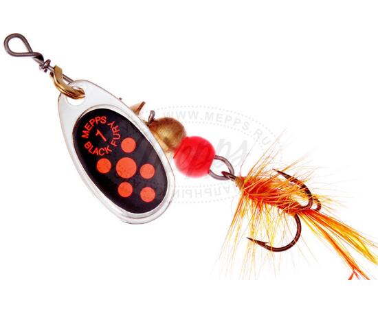 Блесна Mepps Black Fury MOUCH 1 Orange AG серебро 3,5g    (C36), Цвет: Серебро/Красная, Вес блесны (г): 3,5, фото 