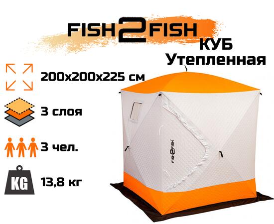 Зимняя палатка Fish2Fish Куб Утепленная в чехле 200х200х225 см, фото 