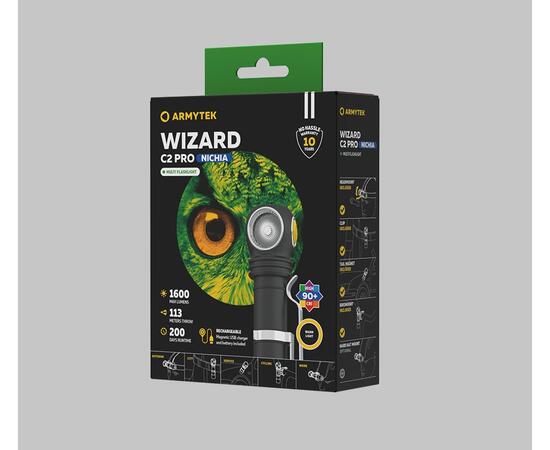 Фонарь Armytek Wizard C2 Pro Nichia Magnet USB / Теплый диод Nichia / 1600 лм / TIR 70°:120° / 1x18650 (в комплекте), фото , изображение 6