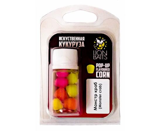 Lion Baits (Pop-up) Кукуруза искусственная плавающая  (Flavoured Corn) в дипе "Монстр краб" Monster crab, Вкус: Монстр краб, фото 