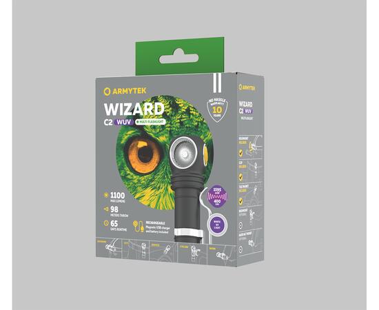 Фонарь Armytek Wizard C2 WUV / Белый и ультрафиолет / 1100 лм и 1595 мВт (400 нм) / TIR 70°:120°, фото , изображение 6