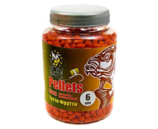 Lion Baits Пеллетс карповый Carp pellets Тутти Фрутти 6 мм - 300 гр, Вкус: Тутти Фрутти, Вид рыбы: карп, сазан, амур, Диаметр (мм): 6 мм, фото 
