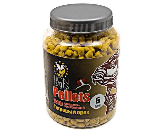 Lion Baits Пеллетс карповый Carp pellets Тигровый орех 6 мм - 300 гр, Вкус: Тигровый орех, Вид рыбы: карп, сазан, амур, Диаметр (мм): 6 мм, фото 