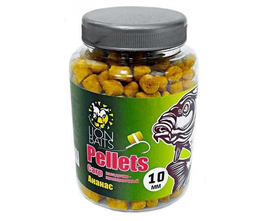 Lion Baits Пеллетс карповый Carp pellets Ананас 10 мм - 300 гр, Вкус: ананас, Вид рыбы: карп, сазан, амур, Диаметр (мм): 10 мм, фото 