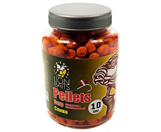Lion Baits Пеллетс карповый Carp pellets Слива 10 мм - 300 гр, Вкус: слива, Вид рыбы: карп, сазан, амур, Диаметр (мм): 10 мм, фото 