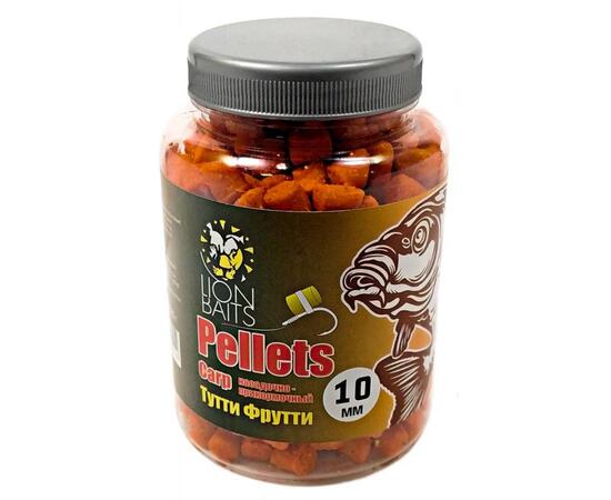 Lion Baits Пеллетс карповый Carp pellets Тутти Фрутти 10 мм - 300 гр, Вкус: Тутти Фрутти, Вид рыбы: карп, сазан, амур, Диаметр (мм): 10 мм, фото 