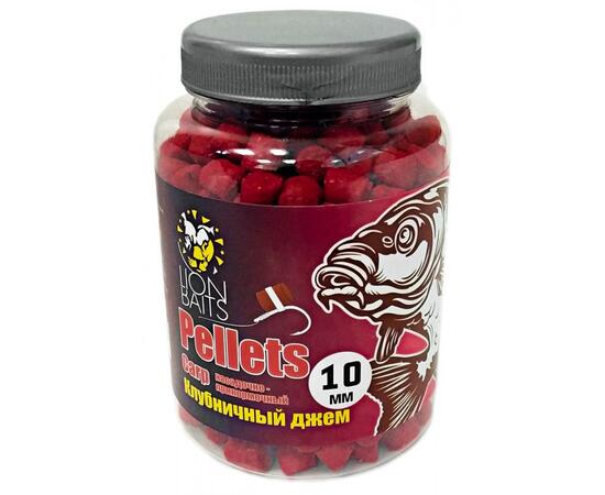 Lion Baits Пеллетс карповый Carp pellets Клубничный джем 10 мм - 300 гр, Вкус: клубничный джем, Вид рыбы: карп, сазан, амур, Диаметр (мм): 10 мм, фото 