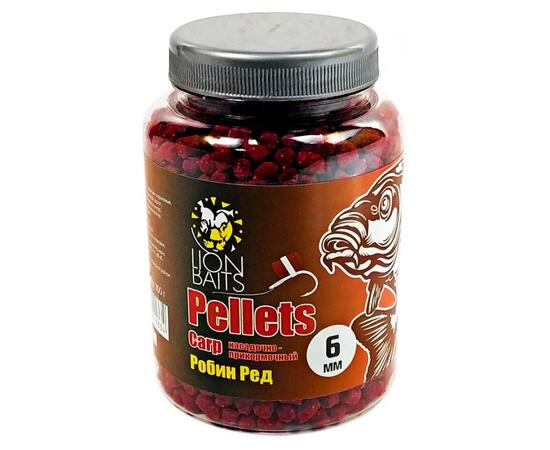Lion Baits Пеллетс карповый Carp pellets Робин Ред 6 мм - 300 гр, Вкус: Робин Ред, Вид рыбы: карп, сазан, амур, Диаметр (мм): 6 мм, фото 