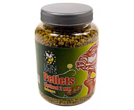 Lion Baits (Method pellets) Пеллетс методный "Ананас" 2 мм - 300 гр, Вкус: ананас, Расцветка: желтый, Диаметр (мм): 2, фото 