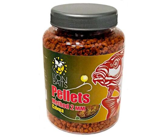 Lion Baits (Method pellets) Пеллетс методный "Слива" 2 мм - 300 гр, Вкус: слива, Расцветка: оранжевый, Диаметр (мм): 2, фото 