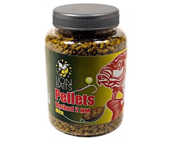 Lion Baits (Method pellets) Пеллетс методный "Мед" 2 мм - 300 гр, Вкус: Мед, Расцветка: желтый, Диаметр (мм): 2, фото 