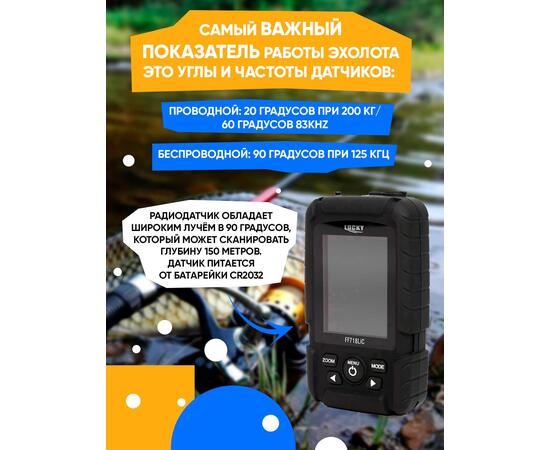 Беспроводной цветной эхолот Lucky FF 718 LIC D (двухлучевой), фото , изображение 8