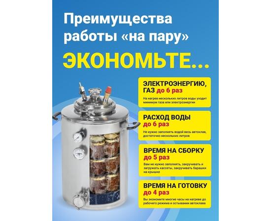​ПАРОВОЙ АВТОКЛАВ WEIN 42 л, фото , изображение 3